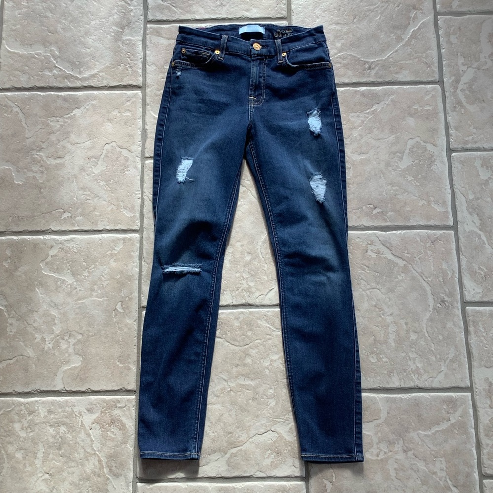 7 for all mankind distressed ankle skinny jeans